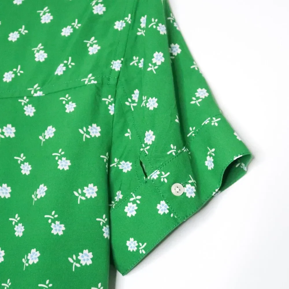 J.Crew Womens Blouse Size Small Green Floral Split V-neck Feminine Office Career